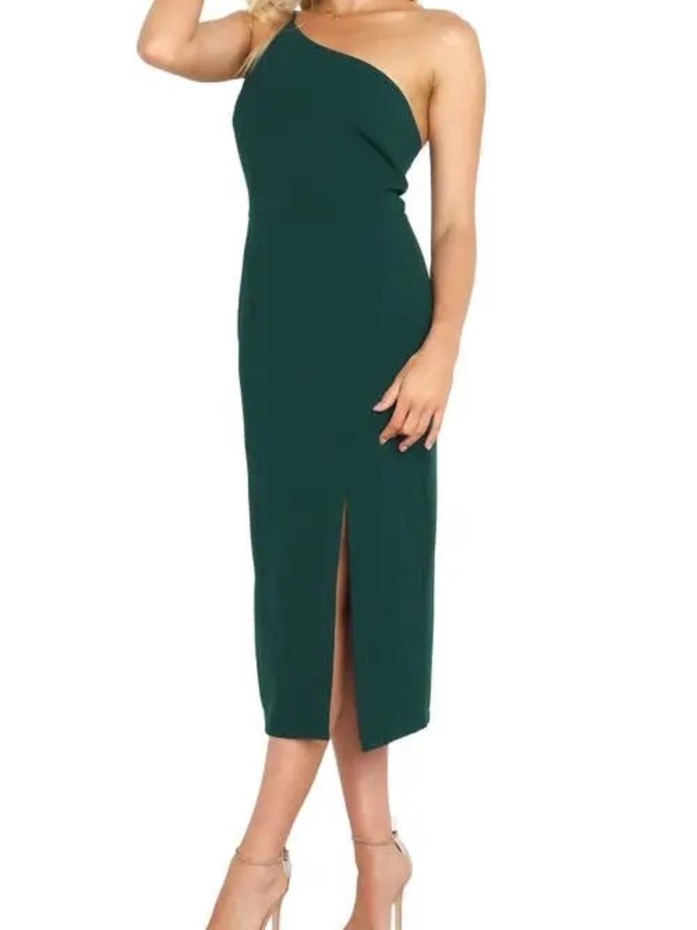 NWOT Petal & Pup Xiomar One-Shoulder Midi Dress Green Size 4